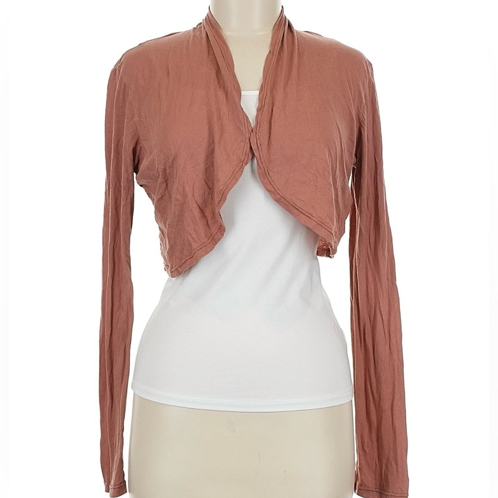By Donna M Medium Pink Orange Pima Cotton Long Sleeved Bolero Wrap